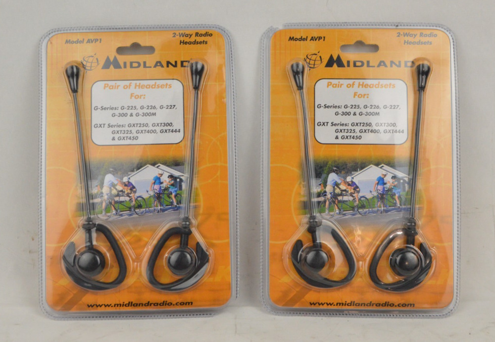 Lot of 2 Midland AVP1 Over-the-Ear 2-Way Radio Headsets